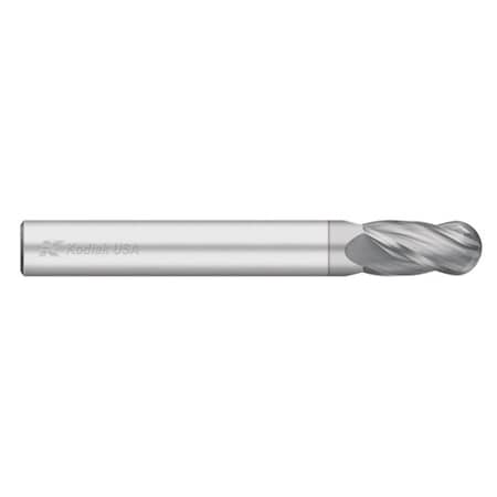 Kodiak Cutting Tools 3/8 Carbide Endmill 4 Flute Single End Ball Nose Long TICN Coated 5465625